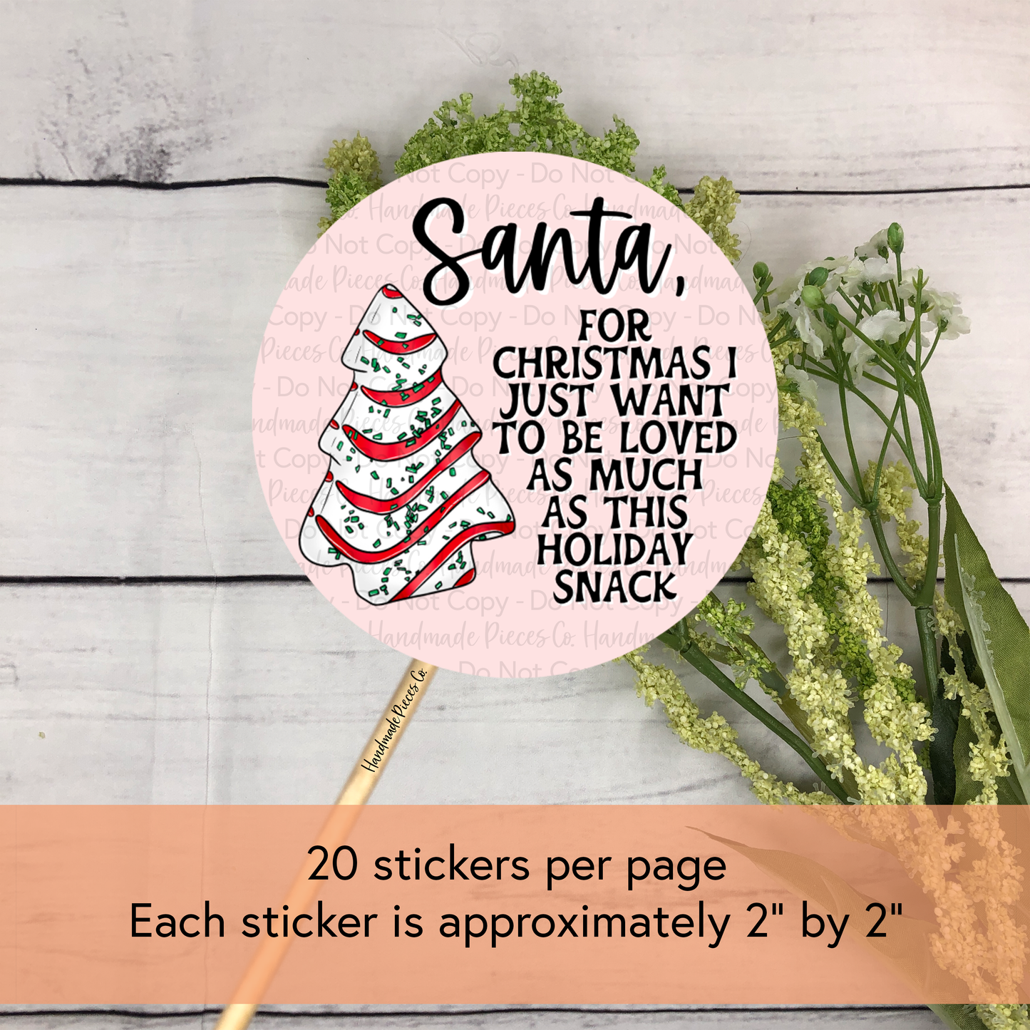 Santa Snack Cake - Packaging Sticker, Happy Holidays Theme