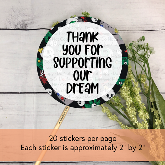 Thank You for Supporting Our Dream - Packaging Sticker, Merry Creepmas Theme