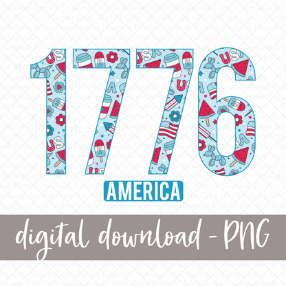 1776 America, Blue PNG - Digital Download