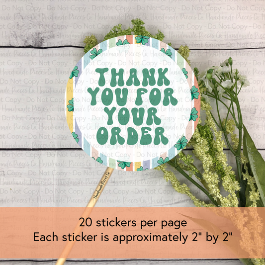 Thank You for Your Order Packaging Sticker, Feelin' Lucky Theme