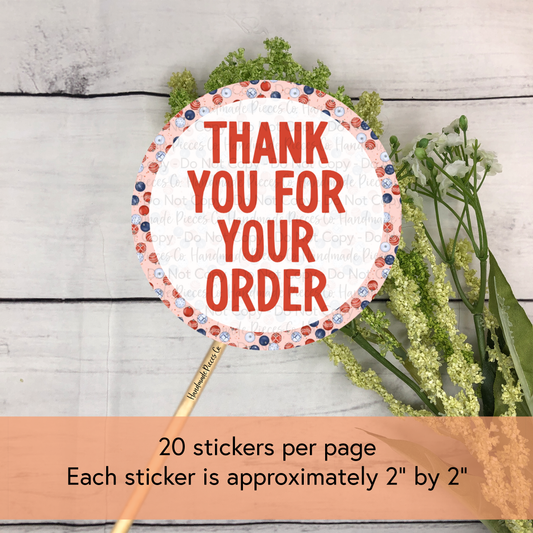 Thank You for Your Order Packaging Sticker, Navy & Red Christmas Theme