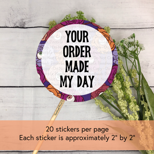 Your Order Made My Day - Packaging Sticker, Vintage Halloween Theme