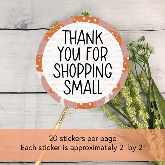 Thank You for Shopping Small - Packaging Sticker, Woodsy Fall Theme