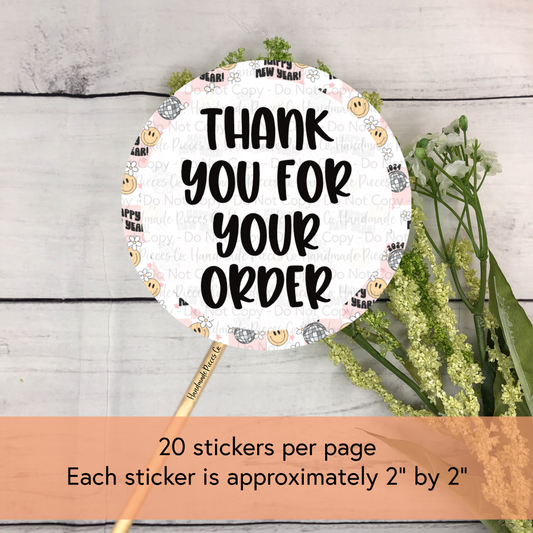 Thank You for Your Order - Packaging Sticker, New Years Theme 2023