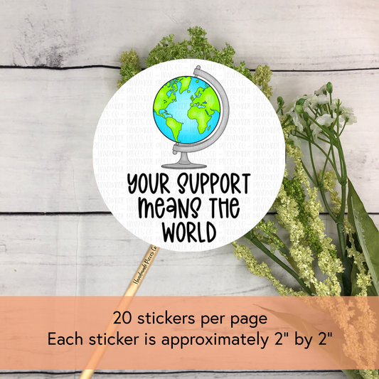 Your Support Means the World, Back to School Theme - Packaging Sticker