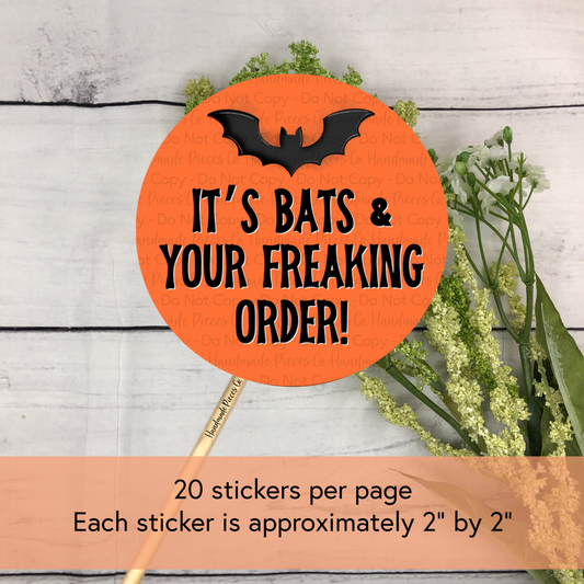 It's Bats & Your Freaking Order - Packaging Sticker, Vintage Halloween Theme