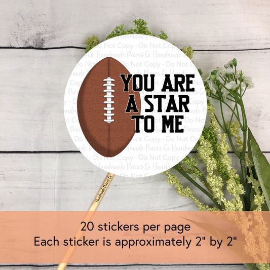 You Are a Star to Me - Packaging Sticker, Football Theme