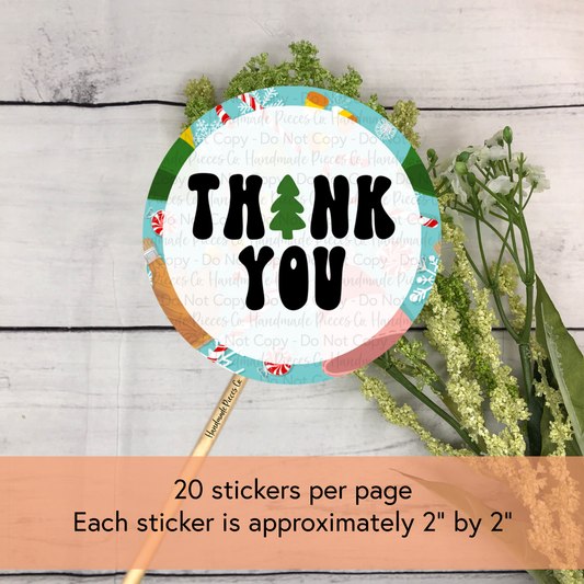 Thank You - Packaging Sticker, Happy Holidays Theme