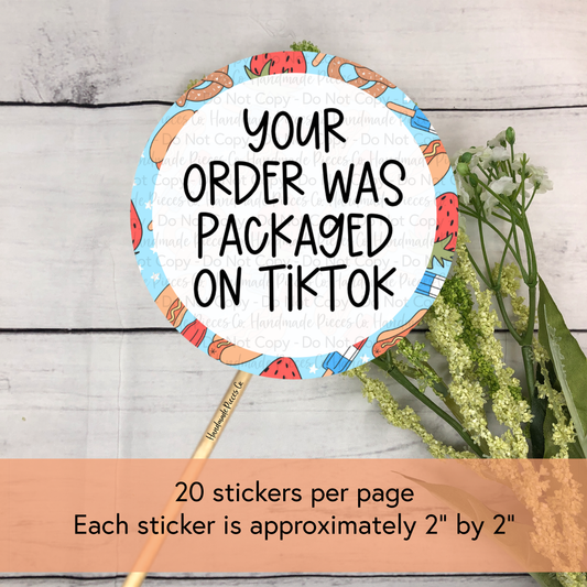 Your Order Was Packaged on TikTok - Packaging Sticker, Red, White & Blue Theme