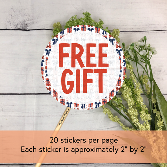 Free Gift Packaging Sticker, Navy & Red Christmas Theme