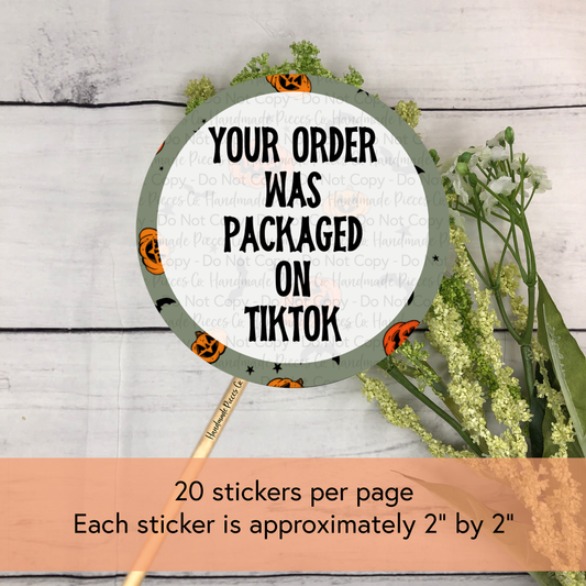Your Order was Packaged On TikTok - Packaging Sticker, Vintage Halloween Theme