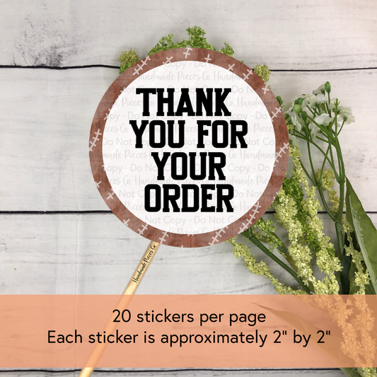 Thank You for Your Order - Packaging Sticker, Football Theme