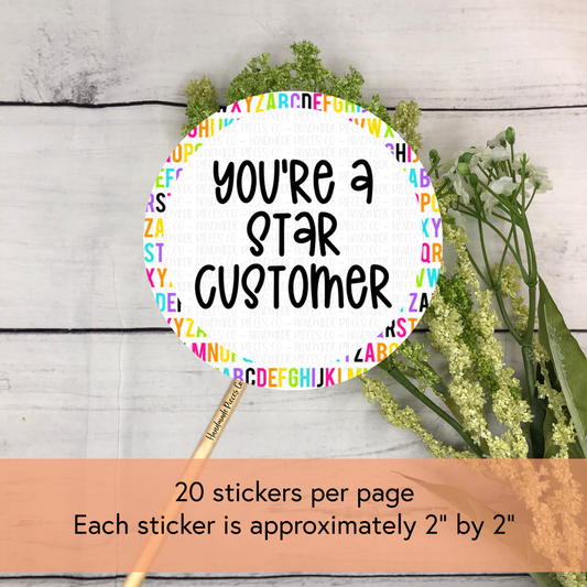 You're a Star Customer, Back to School Theme - Packaging Sticker