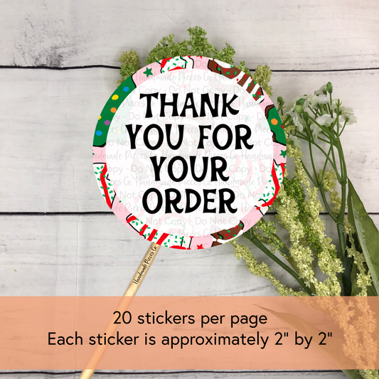 Thank You for Your Order - Packaging Sticker, Happy Holidays Theme