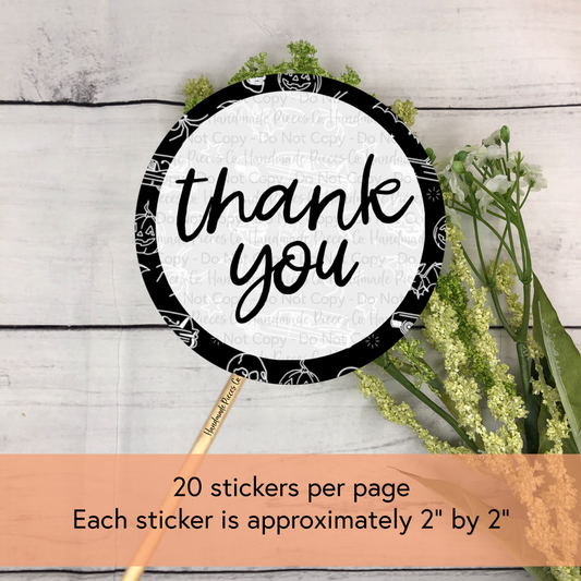 Thank You - Packaging Sticker, Vintage Halloween Theme