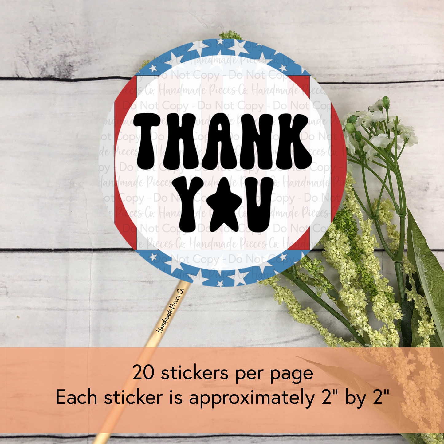 Thank You - Packaging Sticker, Red, White & Blue Theme