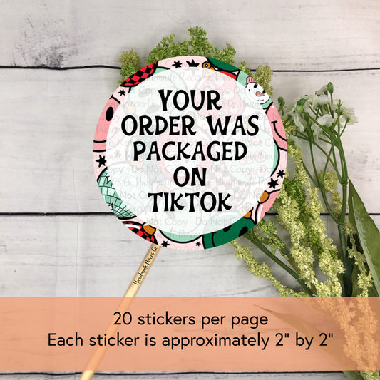Your Order was Packaged on TikTok - Packaging Sticker, Happy Holidays Theme