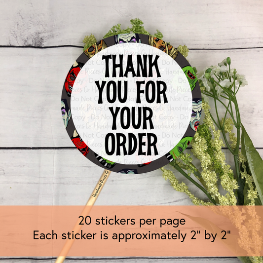 Thank You for your Order - Packaging Sticker, Vintage Halloween Theme
