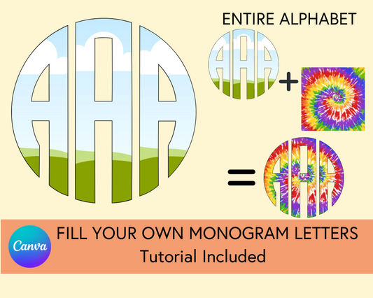 Fillable Canva Circle Monogram Set - Digital Download