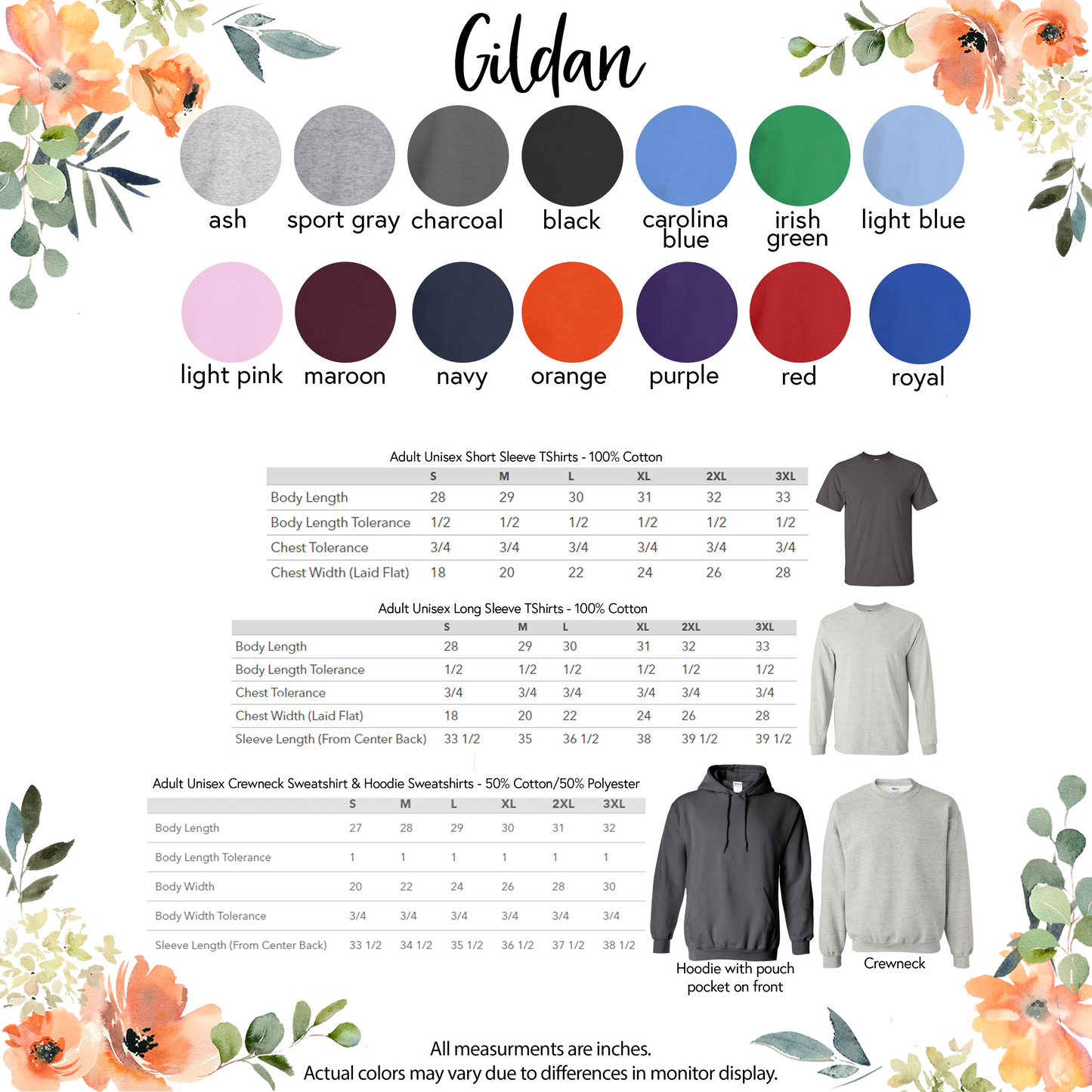 Custom Floral Name (Single Color) Embroidered Shirt, Sweatshirt, or Hoodie