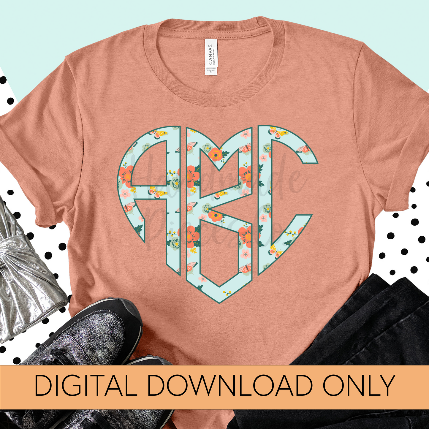 Blooms and Butterfly Monogram - Multiple Styles - Digital Download
