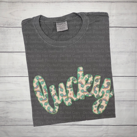 Sample Collection - Lucky Applique Embroidered Tshirt - Size Large
