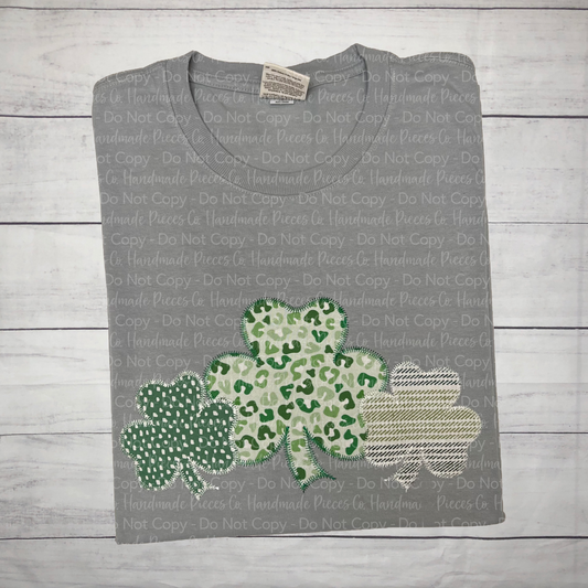 Sample Collection - Shamrock Trio Applique Embroidered Tshirt - Size Large