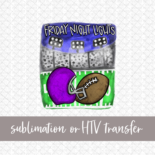 Football, Friday Night Lights, Purple Helmet - Sublimation or HTV Transfer