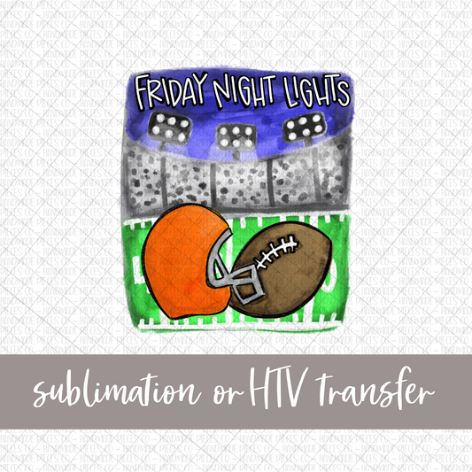 Football, Friday Night Lights, Orange Helmet - Sublimation or HTV Transfer
