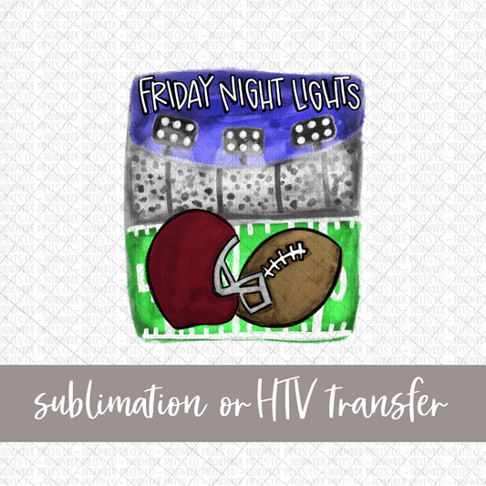 Football, Friday Night Lights, Maroon Helmet - Sublimation or HTV Transfer