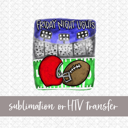 Football, Friday Night Lights, Red Helmet - Sublimation or HTV Transfer