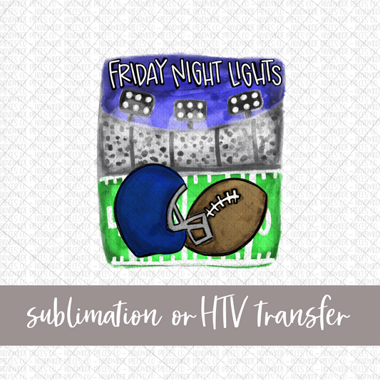 Football, Friday Night Lights, Navy Blue Helmet - Sublimation or HTV Transfer