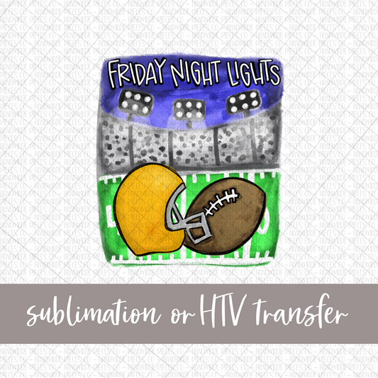 Football, Friday Night Lights, Yellow Helmet - Sublimation or HTV Transfer
