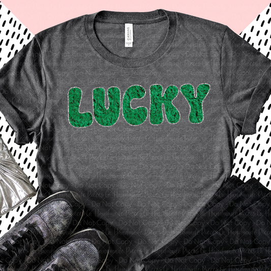 Lucky, Faux Green Chenille - Digital Download