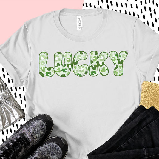 Lucky, Green Leopard - Sublimation or HTV Transfer