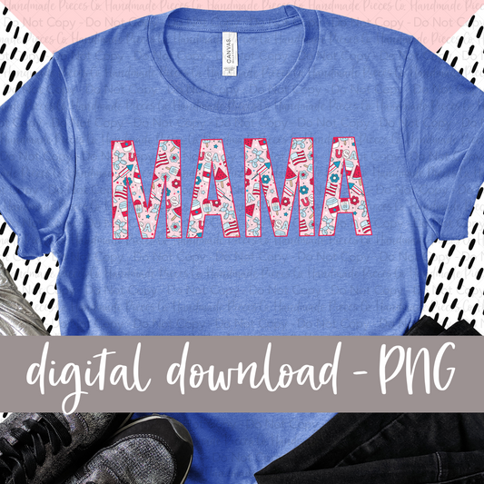 Mama, Red Patriotic PNG - Digital Download