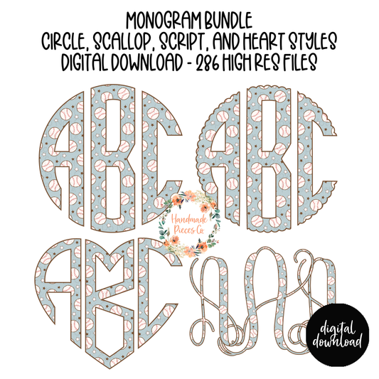 Baseball Monogram - Multiple Styles - Digital Download