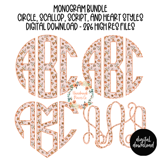 Pumpkin Spiced Coffee Monogram - Multiple Styles - Digital Download