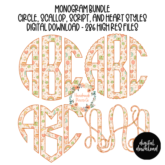St. Patrick's Day Monogram, Lucky Charms Boho - Multiple Styles - Digital Download