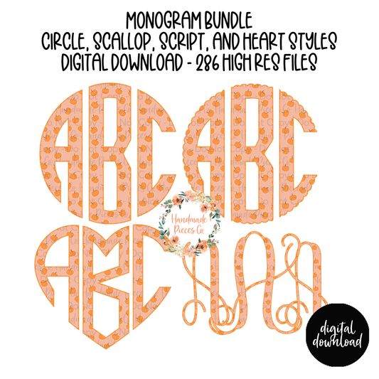 Pumpkins, Small Monogram - Multiple Styles - Digital Download