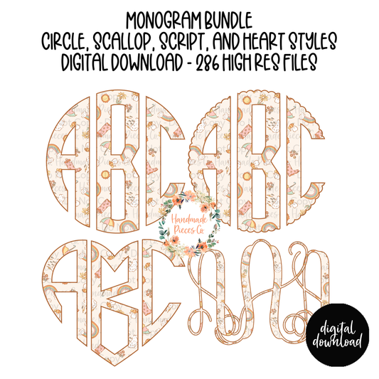 Pastel Spring Time Monogram - Multiple Styles - Digital Download
