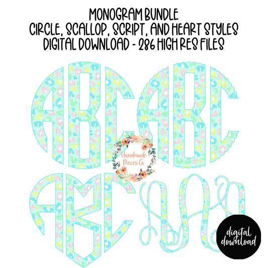 Bright Pastel Spring Leopard Monogram - Multiple Styles - Digital Download