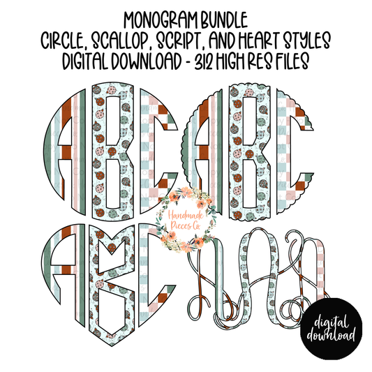Christmas Ornament Trio Monogram - Multiple Styles - Digital Download