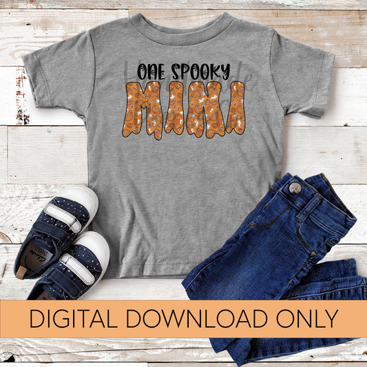 One Spooky Mini PNG, Halloween Doodles Orange - Digital Download
