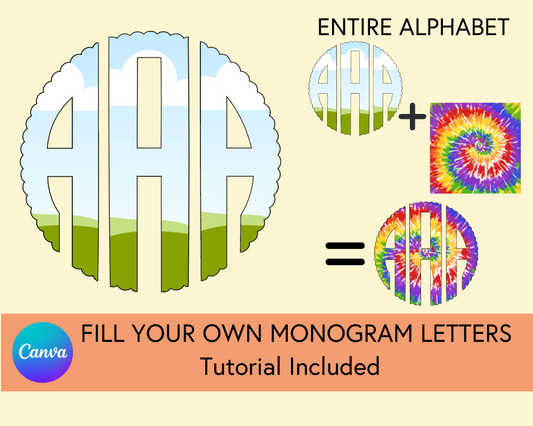 Fillable Canva Scallop Monogram Set - Digital Download