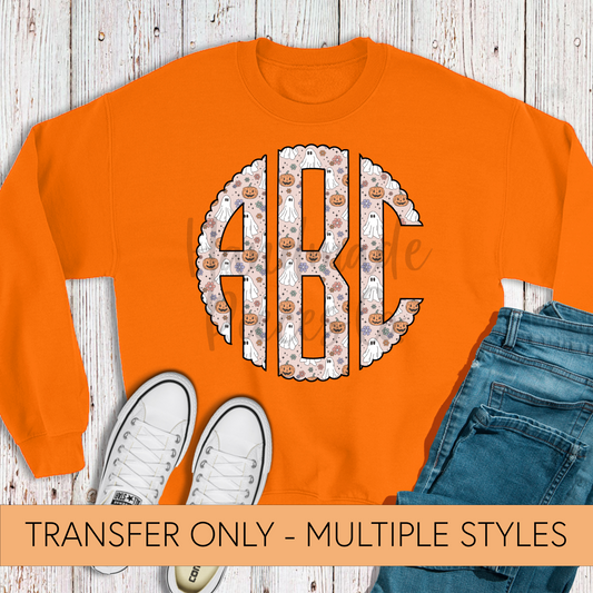 Ghosts and Pumpkins Monogram - Sublimation or HTV Transfer