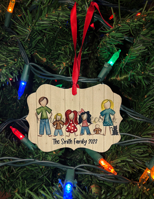 Christmas Ornament - Stick Figure Family
