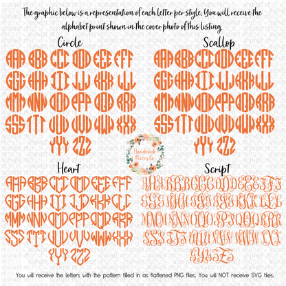 Retro Hearts Monogram - Multiple Styles - Digital Download