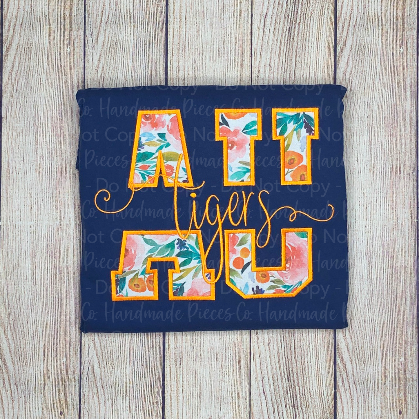 Create Your Own Embroidered Appliqué, Split with Text - T-Shirt, Sweatshirt, or Hoodie (Satin Stitch)