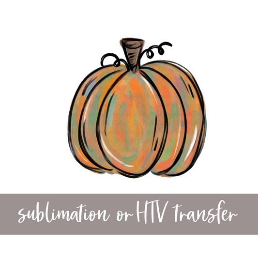 Watercolor Pumpkin, Version 2 - Sublimation or HTV Transfer
